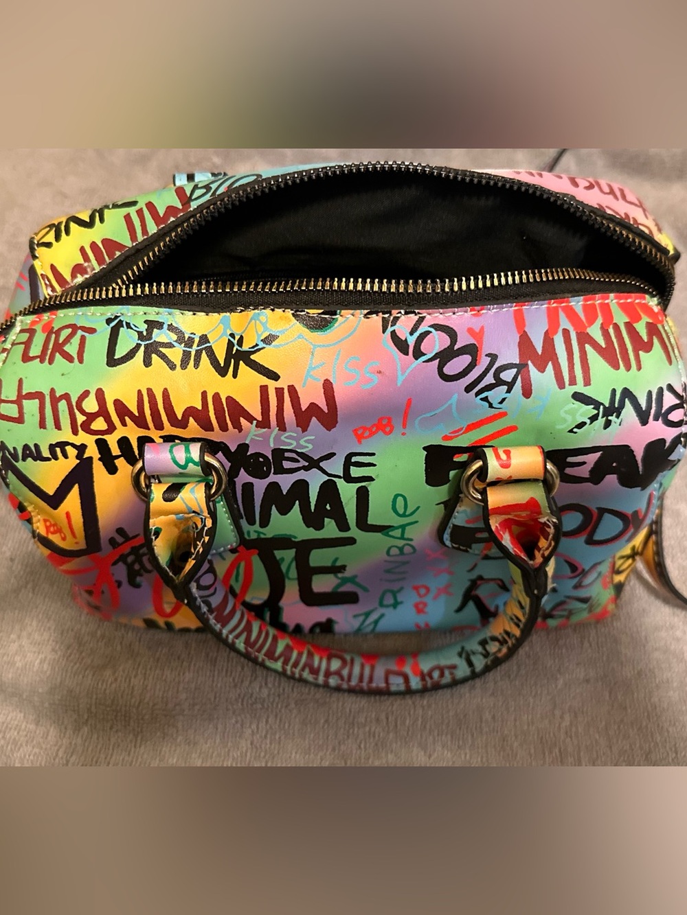 Multicolor Graffiti Print Women's Satchel Bag